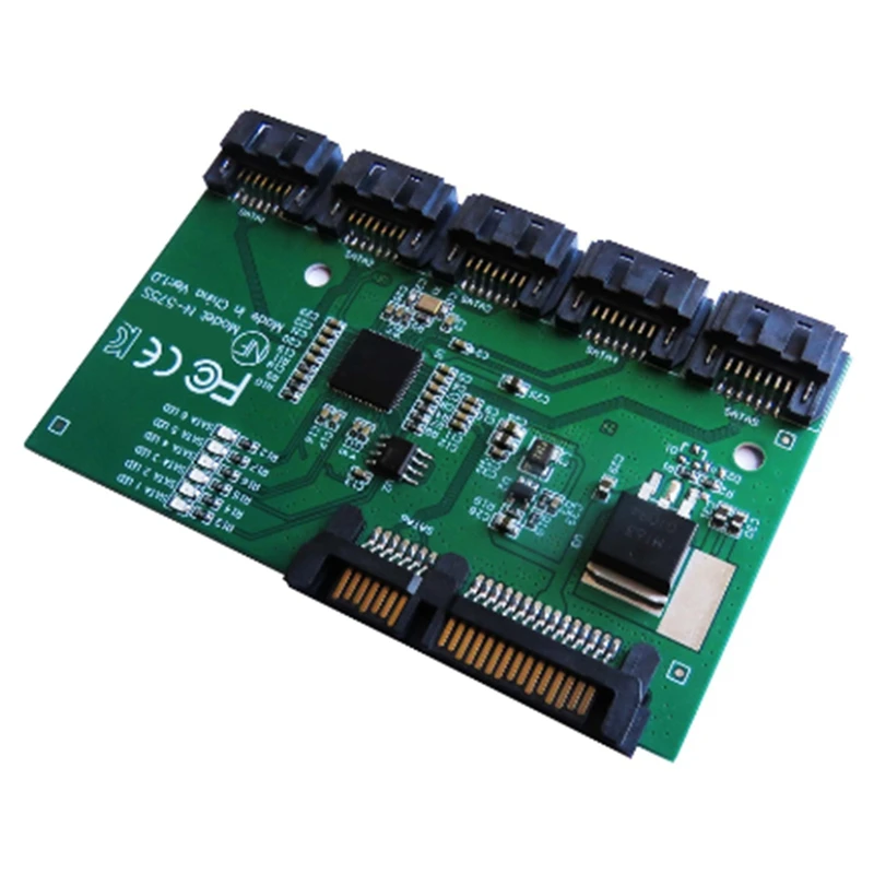 SATA Expansion Card 1 To 5 Port SATA3.0 Controller Card Motherboard SATA Port Multiplier Riser Card HUB Adapter Durable