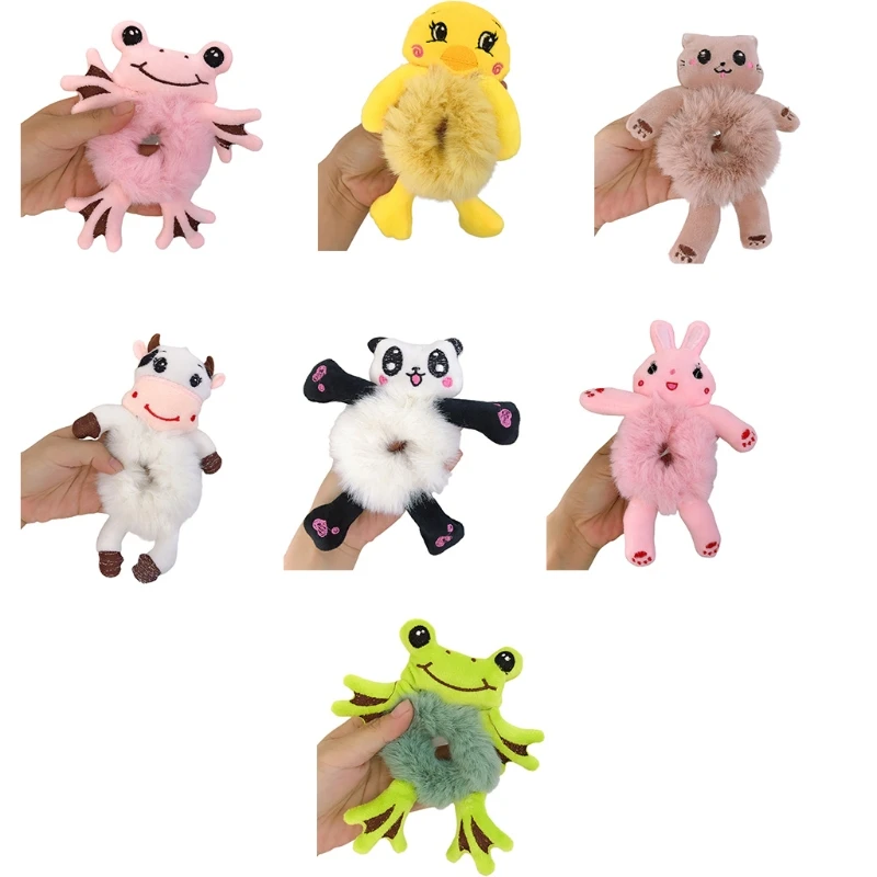 

Elastic Hair Ties Cartoon Rabbit Panda Hair Ropes Hair Bands Plush Hair Scrunchie Lovely Ponytail Holder for Girl DropShipping