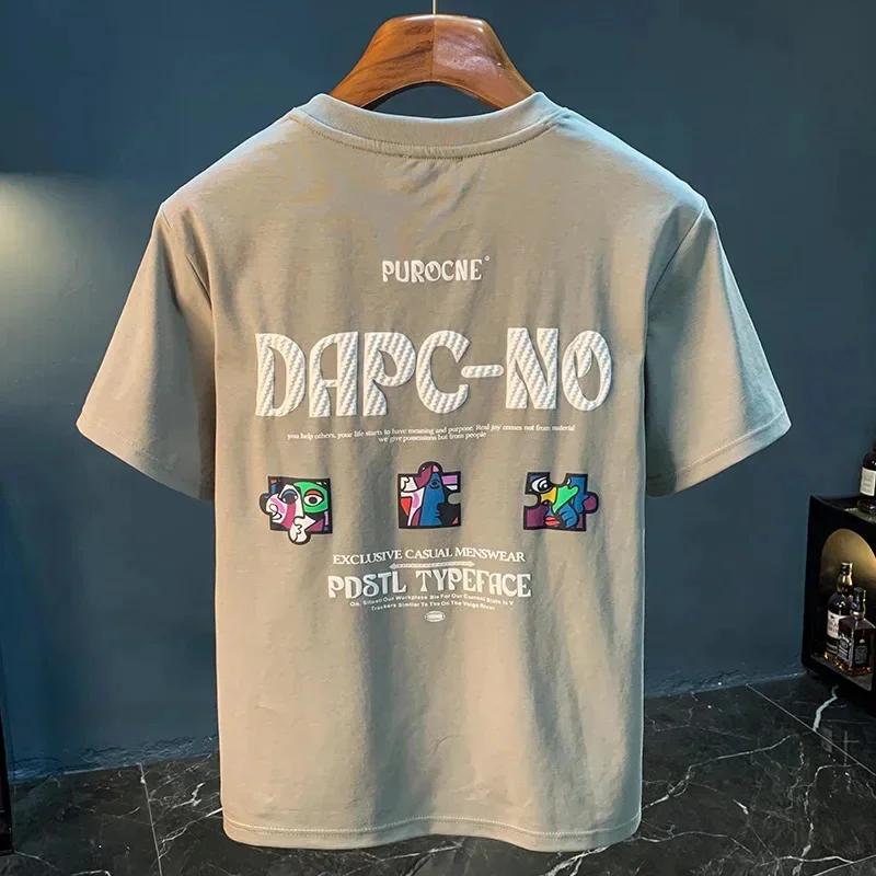 

Высококачественная мужская футболка с вышитым принтом, новый летний трендовый топ с короткими рукавами, модная повседневная универсальная одежда