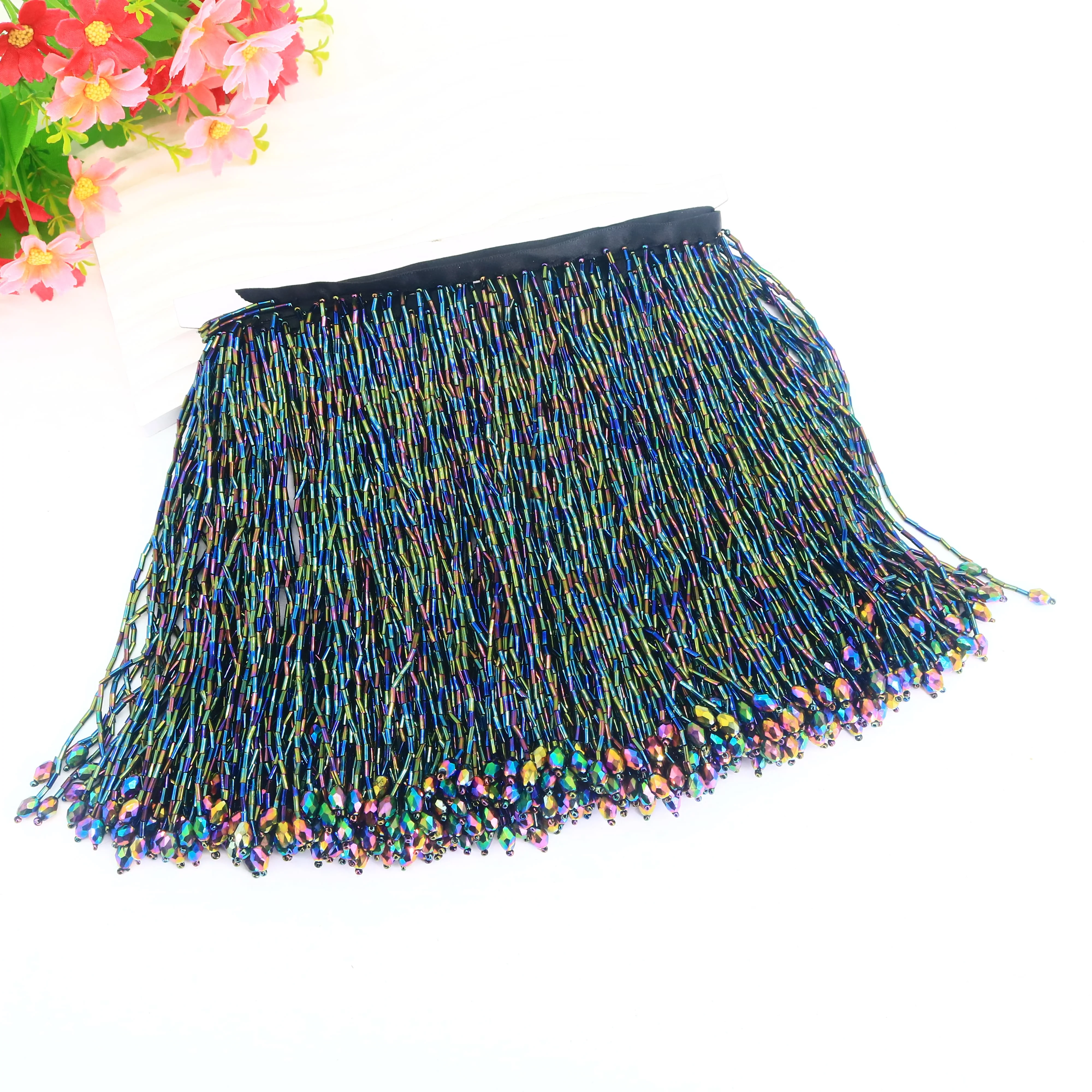 

5 Yards Bead Fringe Tassel for Dance Costume Dress Trimming Beading Fringe Lace trimmed wedding and evening gown bead decoration