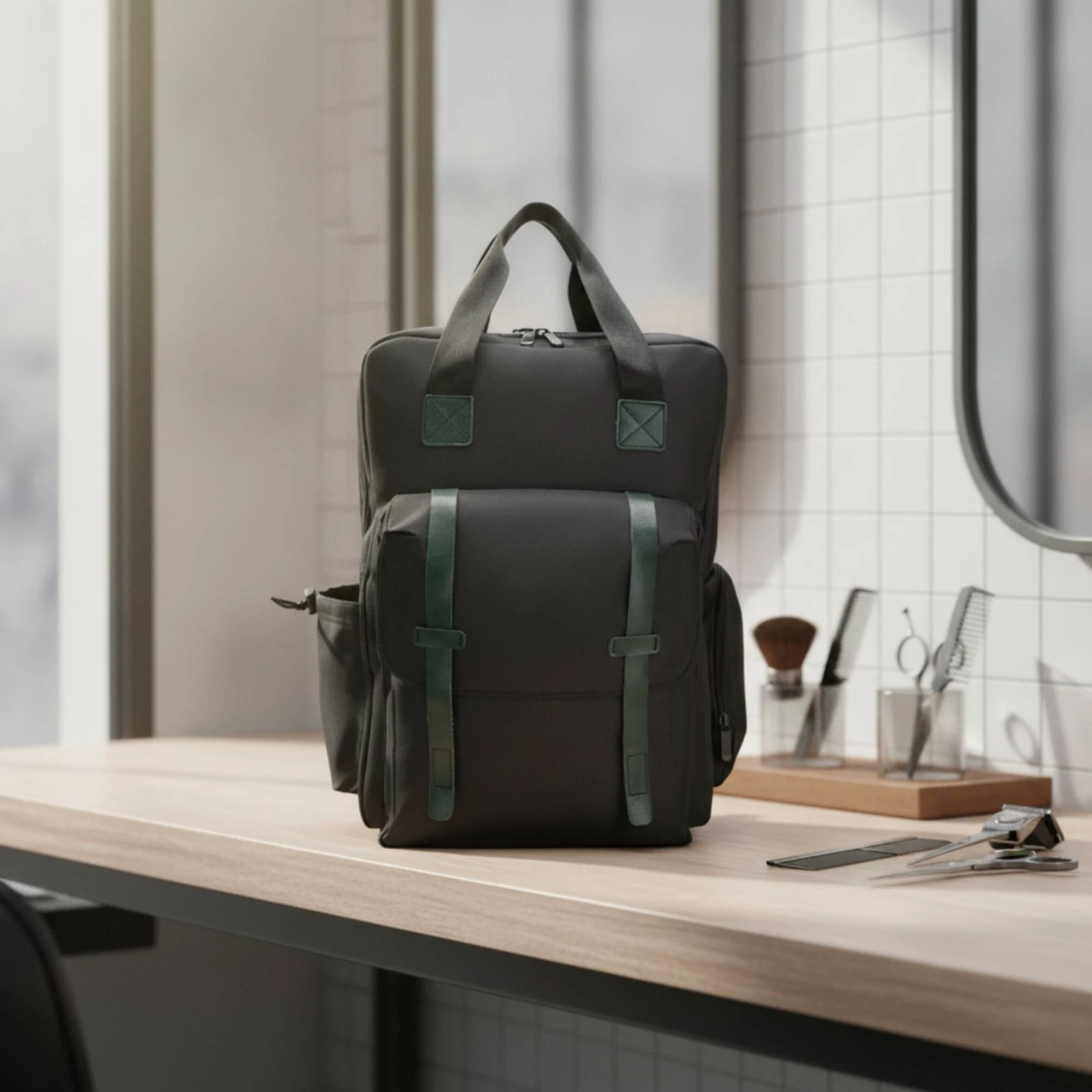 Barber Tool Bag Padded Backpack with Front Pockets Backpack with Side Pocket Heavy-Duty Hairdressing Tool Bag Long-Lasting