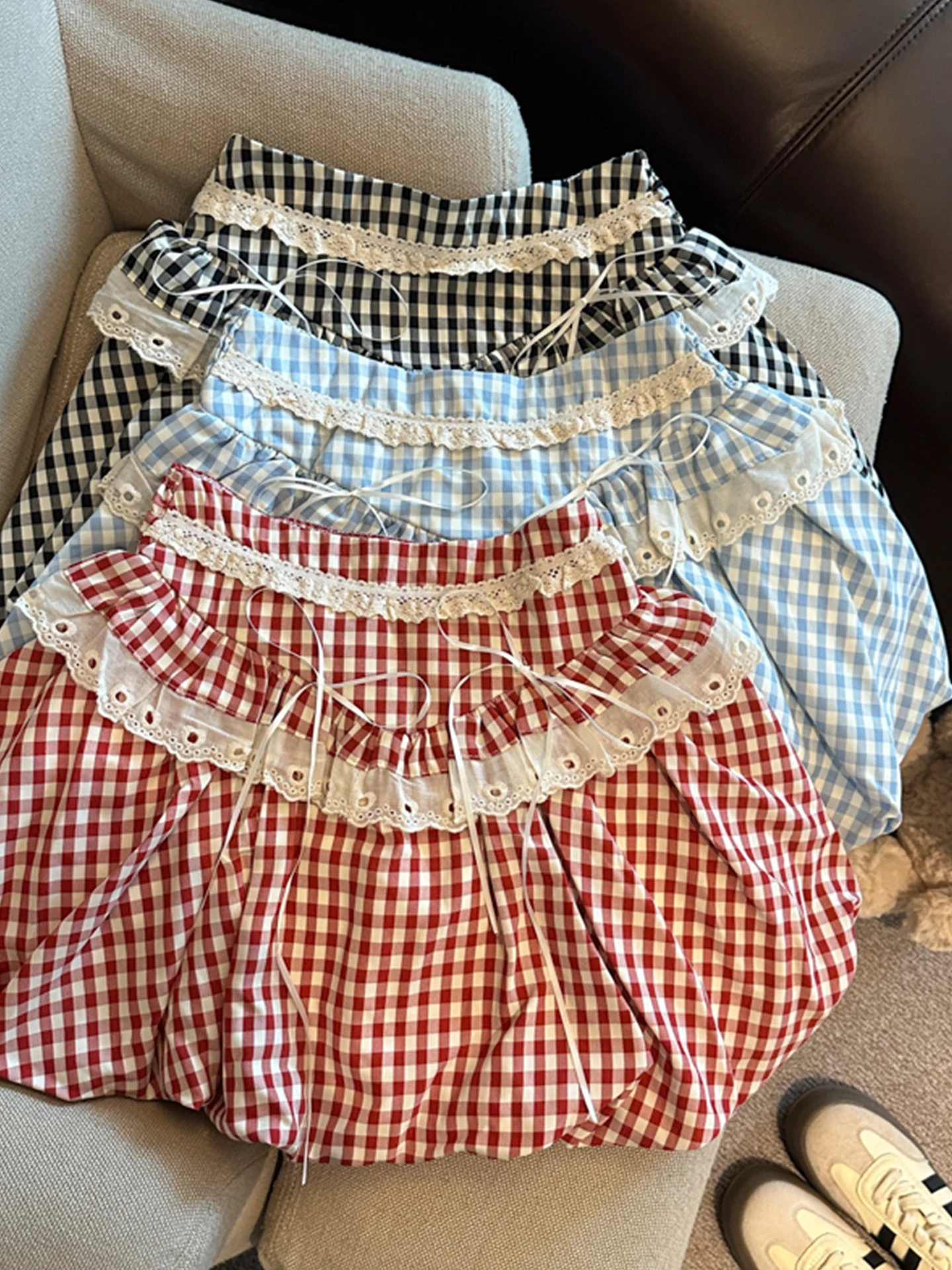 

Рекомендованная Эмили Клуд юбка-тюльпан в клетку с кружевной отделкой, весна-лето, защита от просвечивания, А-силуэт, короткая юбка с высокой талией, повседневная