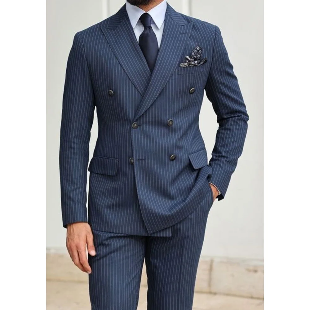 

Elegant Set Man Suits Men's Clothing Men's Two-piece Pinstripe Suit Pants Sets Fashionable Comfortable and Casual Suit Costumes