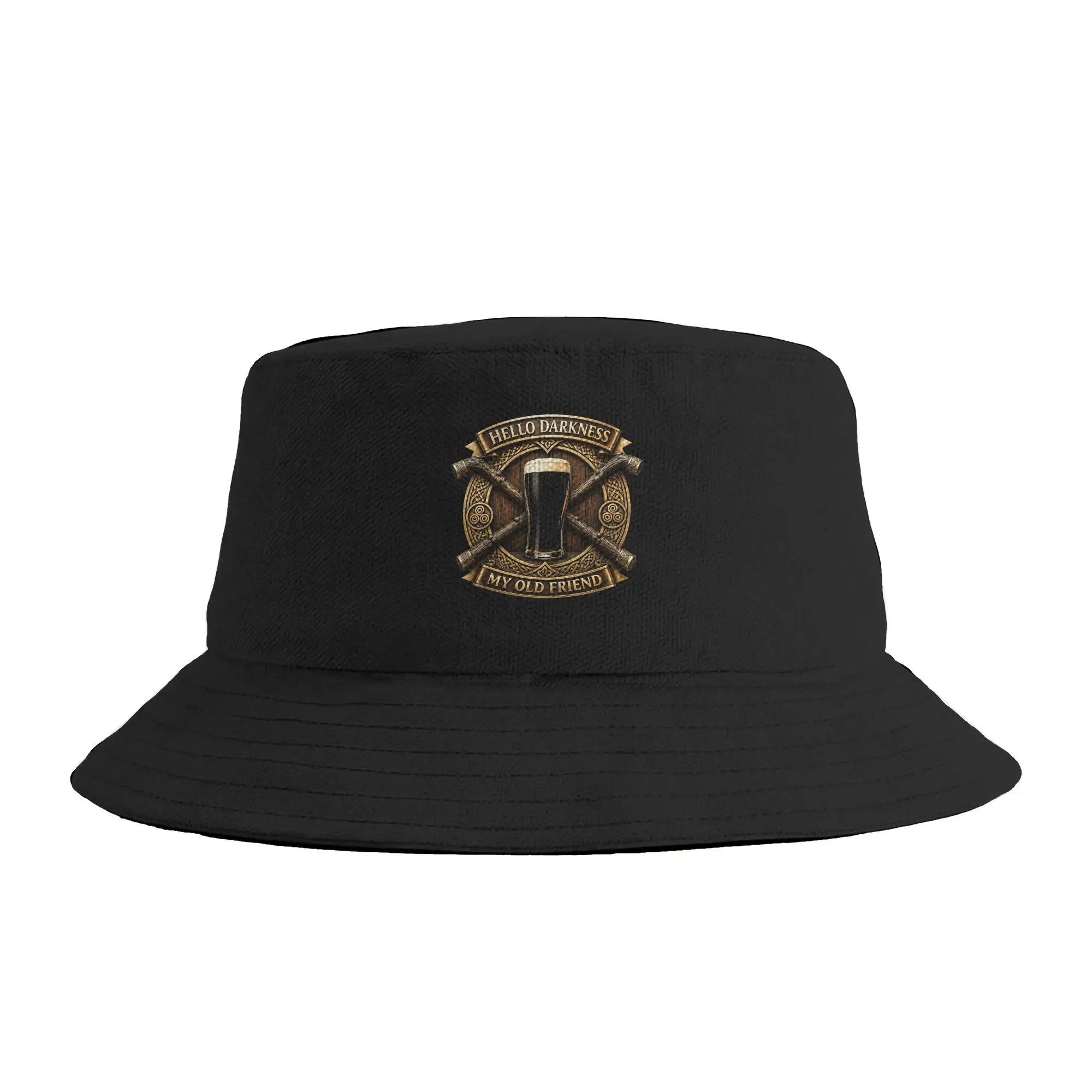 Unisex Hello Darkness My Old Friend Irish Stout Celtic Shillelagh Bucket Hat  Portable Fisherman Hats Spring Casual Travel Caps