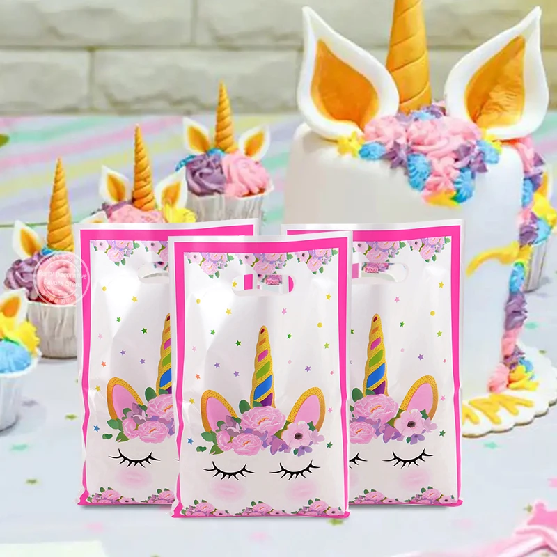 10-30 sztuk torebek do pakowania ciastek z cukierkowa torebka na prezent jednorożca dla dzieci motyw jednorożca materiały urodzinowe dekoracja Baby Shower ślubne — zdjęcie 3