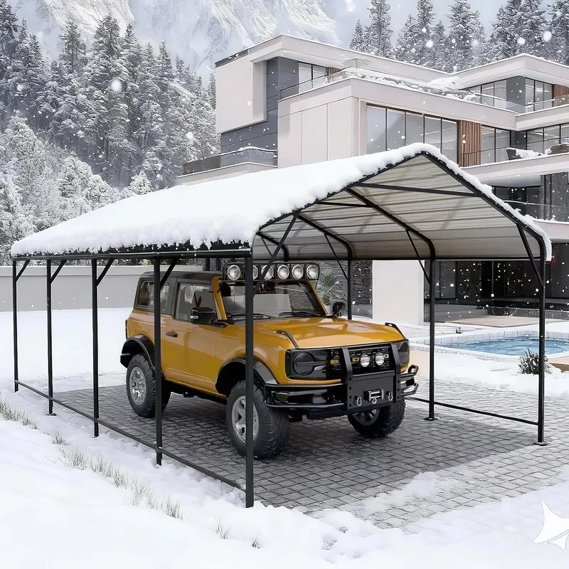 12x20 FT Heavy Duty Metal Carport Galvanized Steel Car Canopy with Reinforced Base Frame Outdoor Shelter for Cars Trucks