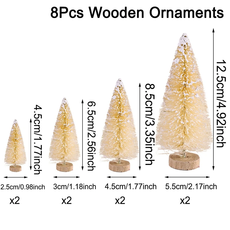8/12 Stück Mini-Weihnachtsbäume aus Holz, künstlicher Weihnachtsbaum für Weihnachten, Tischdekoration, Weihnachtsdekoration, 2025, Navidad – Detail 13