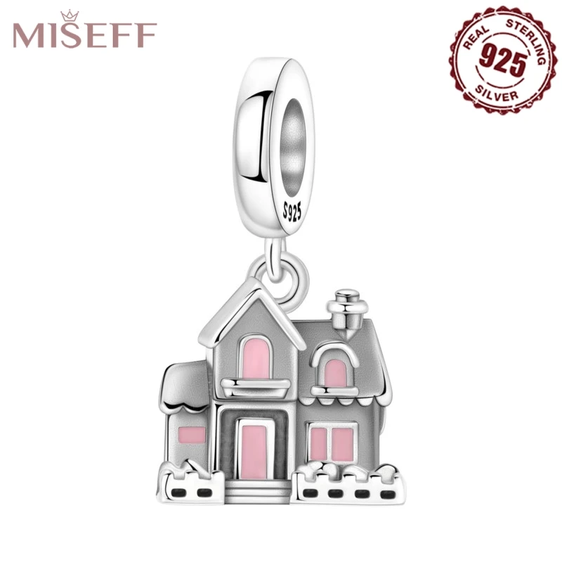 MISEFF 2025 925 Sterling Silber Armband Warmes Und Gemütliches Haus Charms Perlen Anhänger Für DIY Frauen Partei Schmuck Geschenk Machen