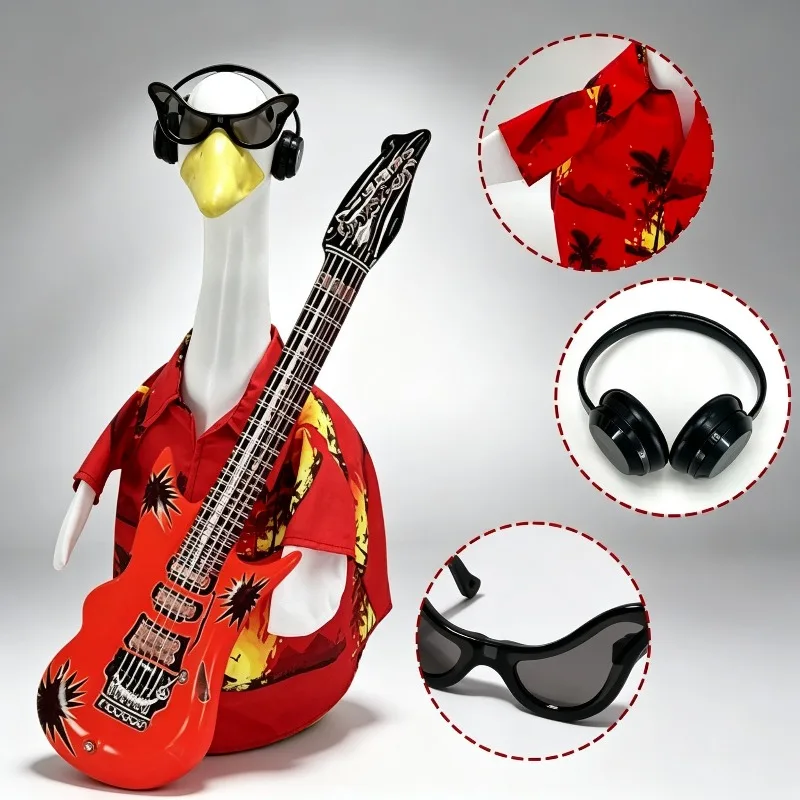 23 Inch Goose Statue with Guitar Rock Party Decoration Garden Ornament Figurine for Hip Hop Style Home Decor,Without Goose