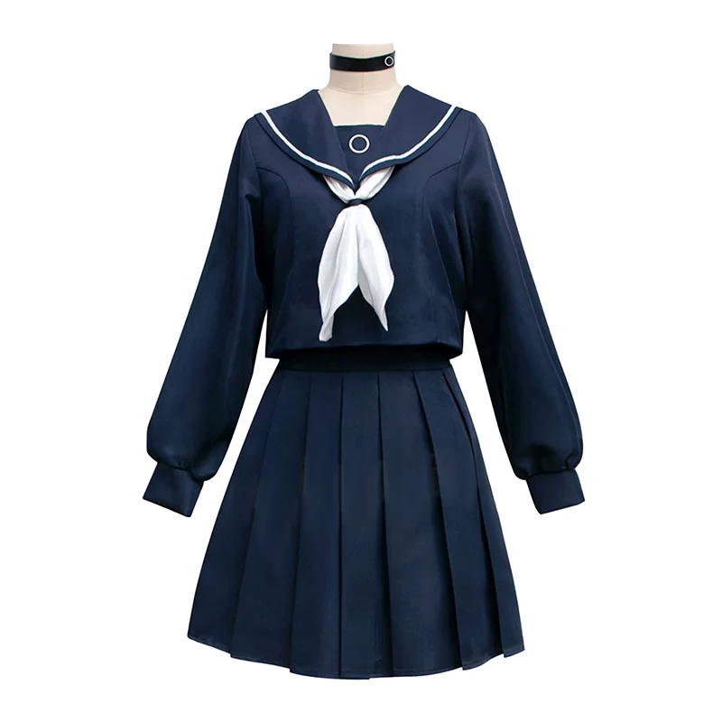 أزياء Prana التأثيرية أنيمي الأزرق الأرشيف التأثيرية للنساء والفتيات Prana فستان أزرق شعر مستعار Jk يناسب الخندق الأسود أزياء الهالوين