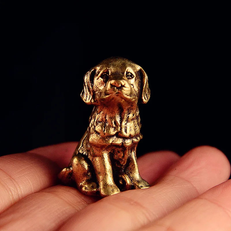 Antique Copper Ornament Wealth-Enhancing Brass Dog Personalized Retro Solid Zodiac Dog Ornament Tea
