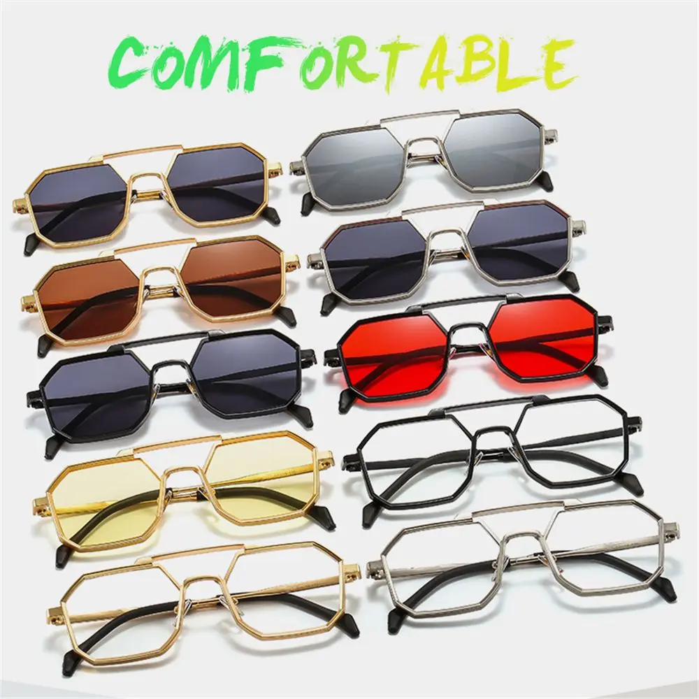 Double Beam Metal Large Frame Sunglasses Fashion Women Men Sun Glasses Luxury Brand Design Eyewear UV400 Shades Driving Goggles