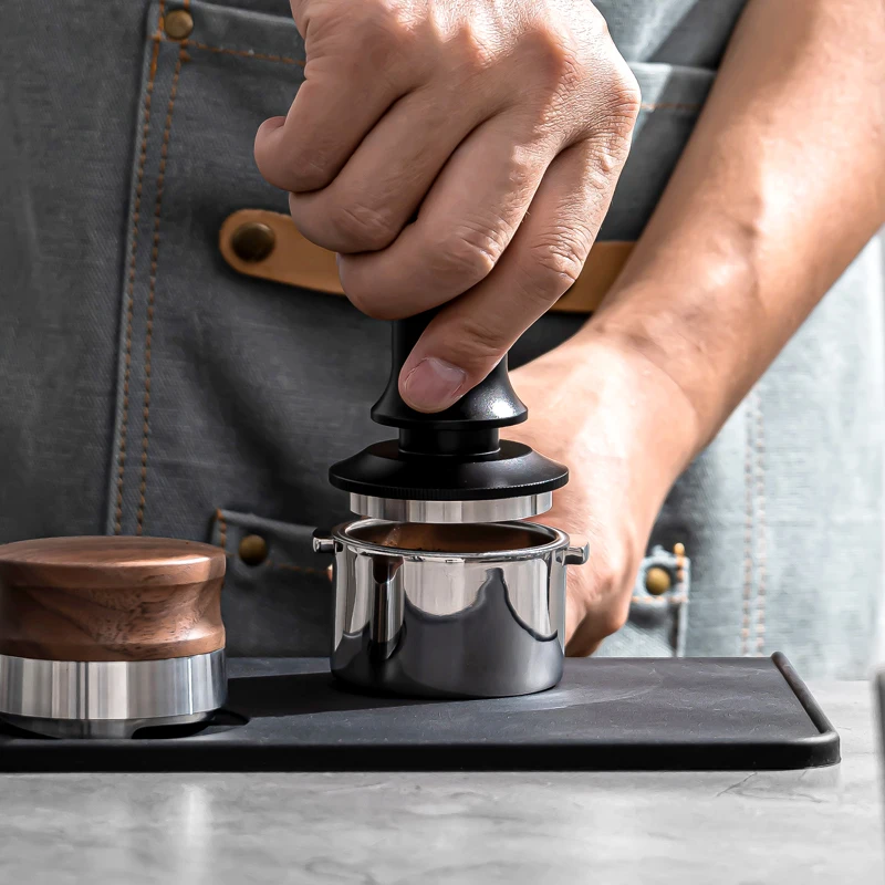 

51/53/58mm solid wood handle barista tool, stainless steel corrugated waffle base, depth constant pressure coffee grinder