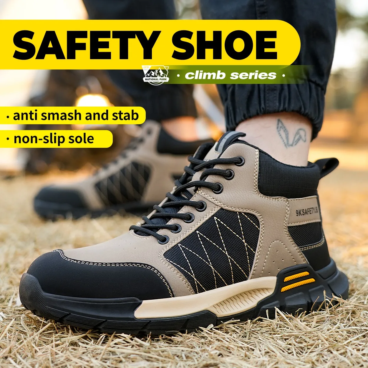 2024 New Safety Shoes Men's Anti Smashing Anti Piercing Protection Shoes With Wear-resistant Cow Tendon Soles Steel Toe Caps