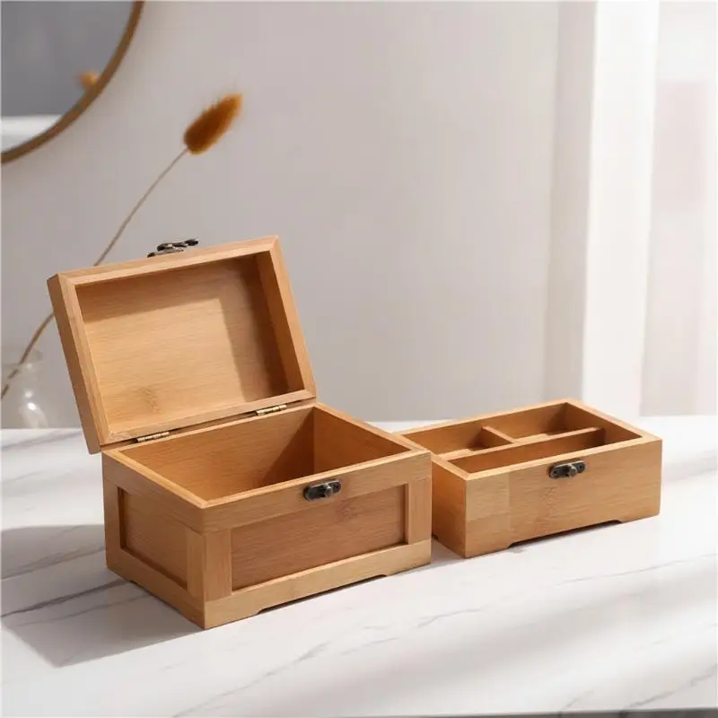 Schmuckkästchen aus Bambus, Schmuckaufbewahrungsbox aus Holz, elegante Geschenkbox für Ohrringe, Ringe, Halsketten und die tägliche Schmucksammlung. – Detail 1