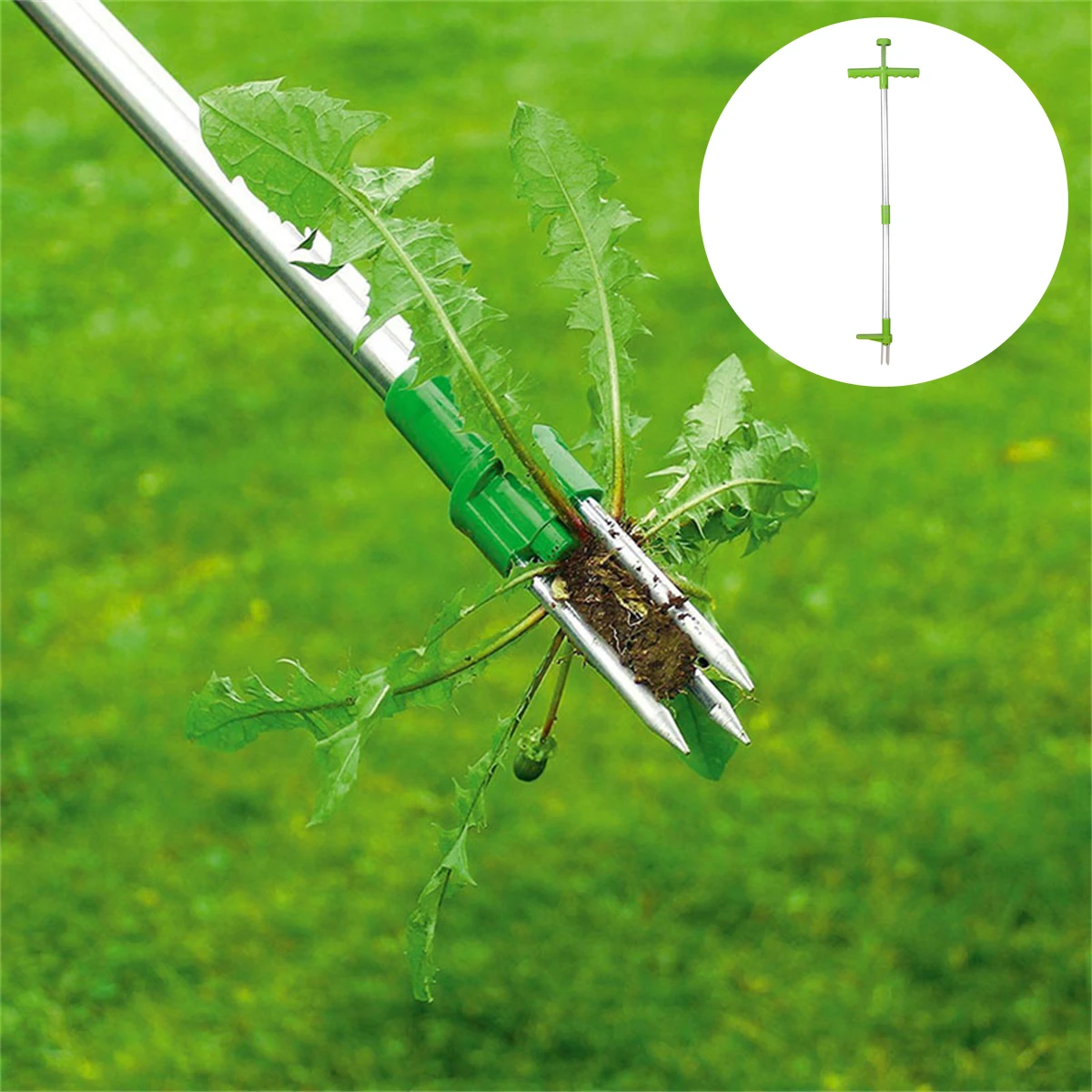 

105cm Long Handle Weed Remover Portable Garden Lawn Grass Plant Flower Root Remover Outdoor Yard Aluminum Stand Up Weed Puller