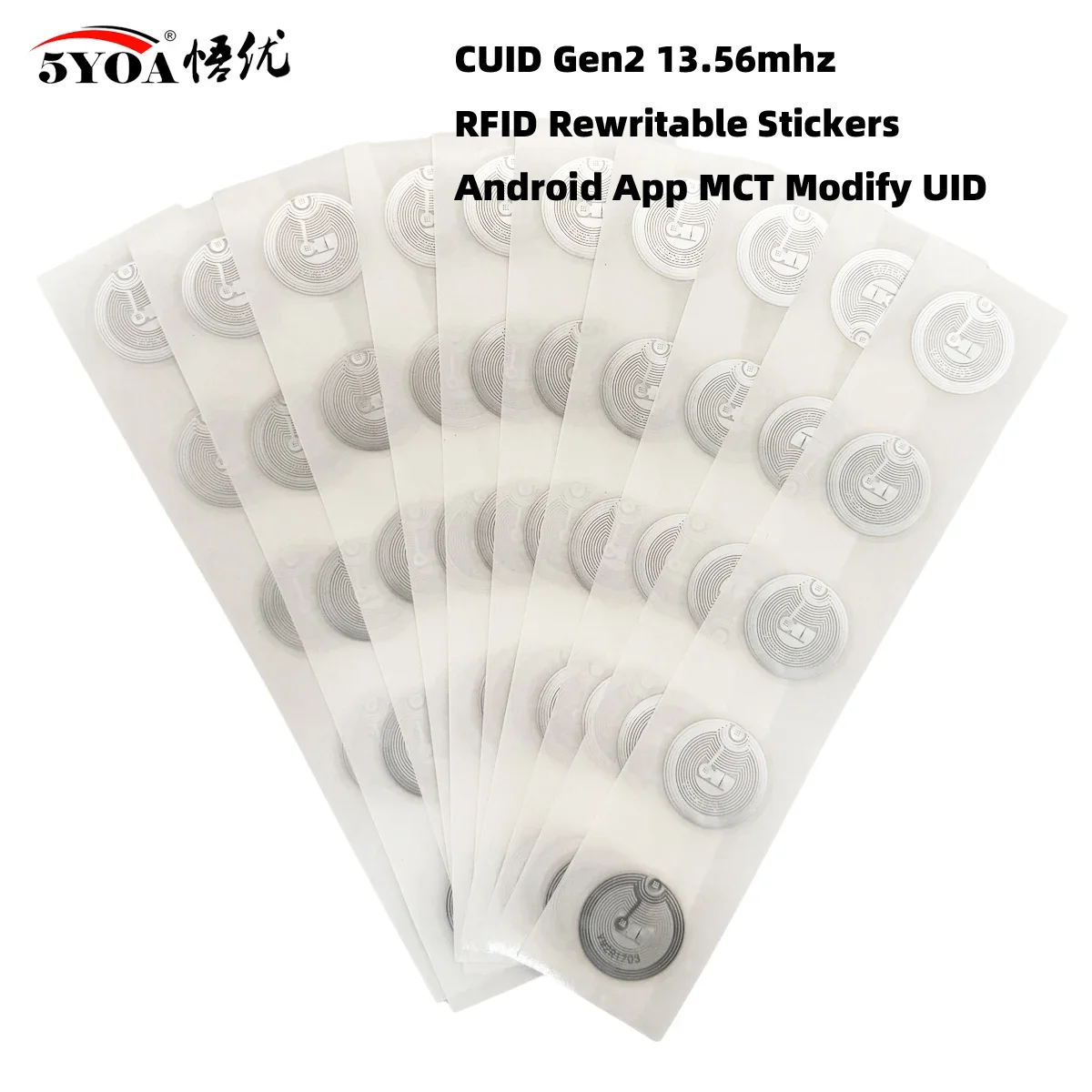 5YOA 13,56 mhz CUID cambiable S50 1K RFID pegatina incrustación húmeda etiqueta NFC Sector 0 bloque 0 UID regrabable NFC Andriod MCT copia clon