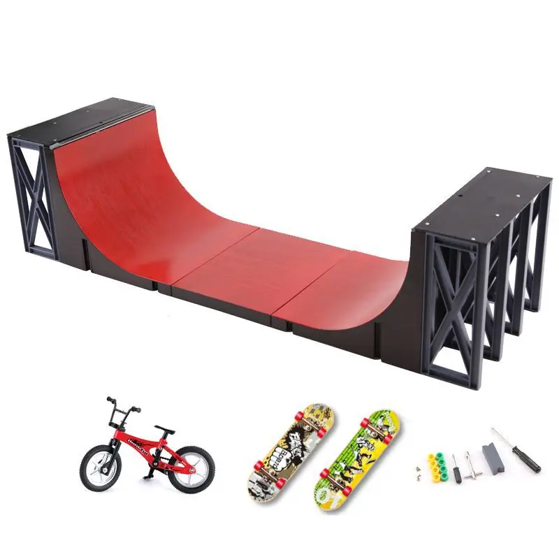 フィンガースケートボード U 字型ビッグシーン DIY & スタントオートバイバイクスクーターパーツ テックデッキ会場コンボ屋内家庭用おもちゃ用