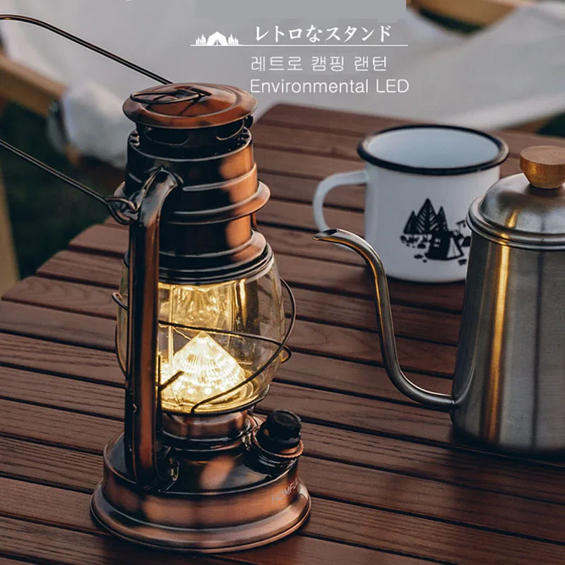 Vintage Camping Lantern Light 18650 Battery Rechargeable USB LED Outdoor Tent Portable Lantern Dimming Lamp Camping Supplies