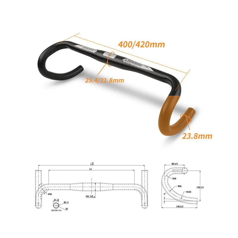 LUNJE Ultralight Road Bike Handlebar Bicycle Handle Racing Drop Bar Bicycle Reduce Resistance Bent Handlebar Bike Parts