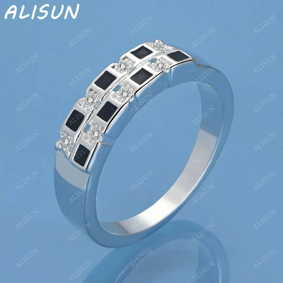 

ALISUN 925 Sterling Silver Zircons Geometric Ring For Women Men Fashion Jewelry Charm Grace Noble Wedding Accessories
