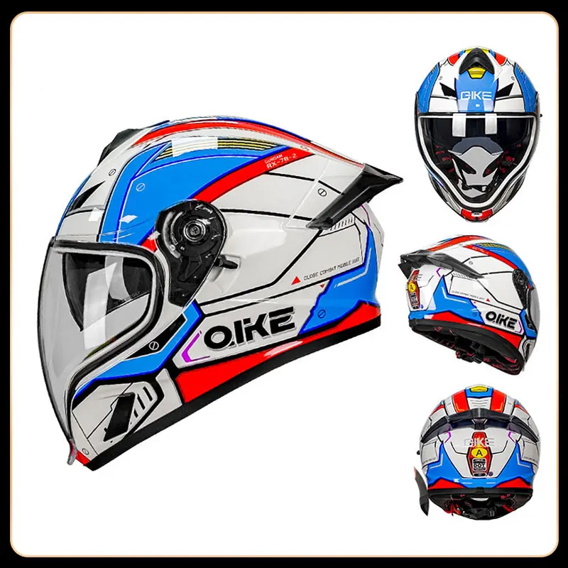 DOT approved motorcycle helmet full-face helmet with low wind noise and large tail wing for men and women, with Bluetooth headse