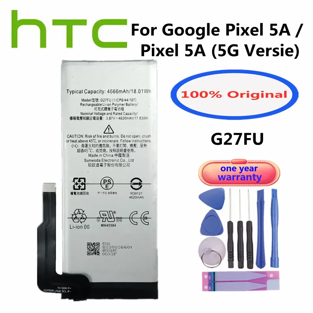 

4620mAh Original G27FU Battery For HTC Google Pixel 5A Pixel5A 5G Versie High Quality Mobile Phone Replacement Batterie Bateria