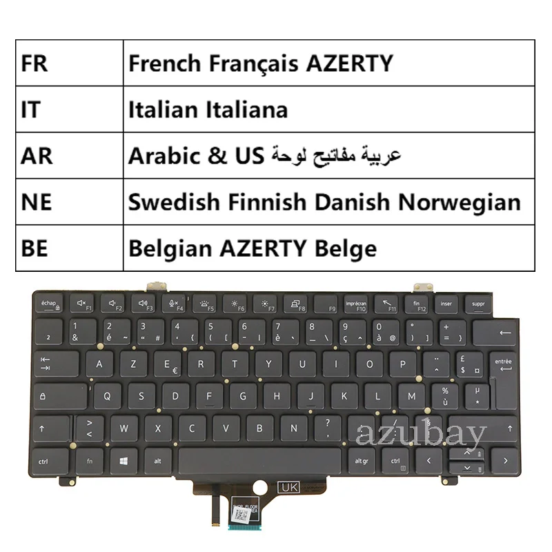 Keyboard For Dell latitude 5420 7420 7520 2021 7420 5421 5430 5431 5440 7430 7530 French Belgian AZERTY  Arabic Italian Nordic