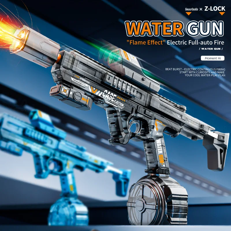 Summer Electric Water Gun Toys with LED Automatic  Water Shooting High Pressure Water Spray Blaster Outdoor Toy for Adult Boys