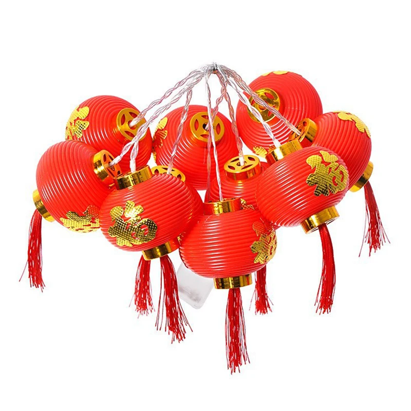 1.5M New Year Lantern Light Strings 10 Led Lanterns Decor Chinese Traditional Hanger Spring Festival Lights Garland Party Supply