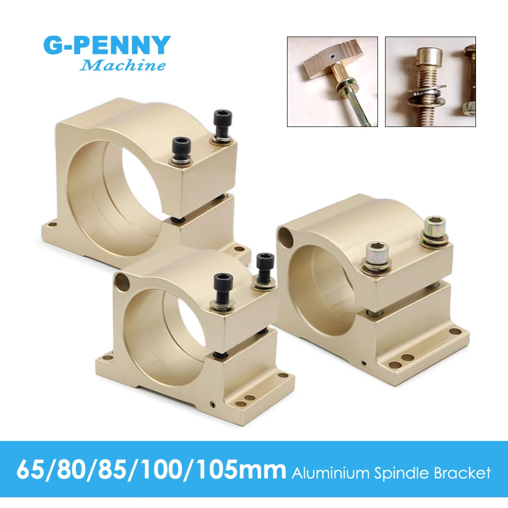 New! 65/80/85/100/105mm CNC Spindle Motor Clamping Bracket cnc machine tool spindle motor mount bracket,  Gold Type !