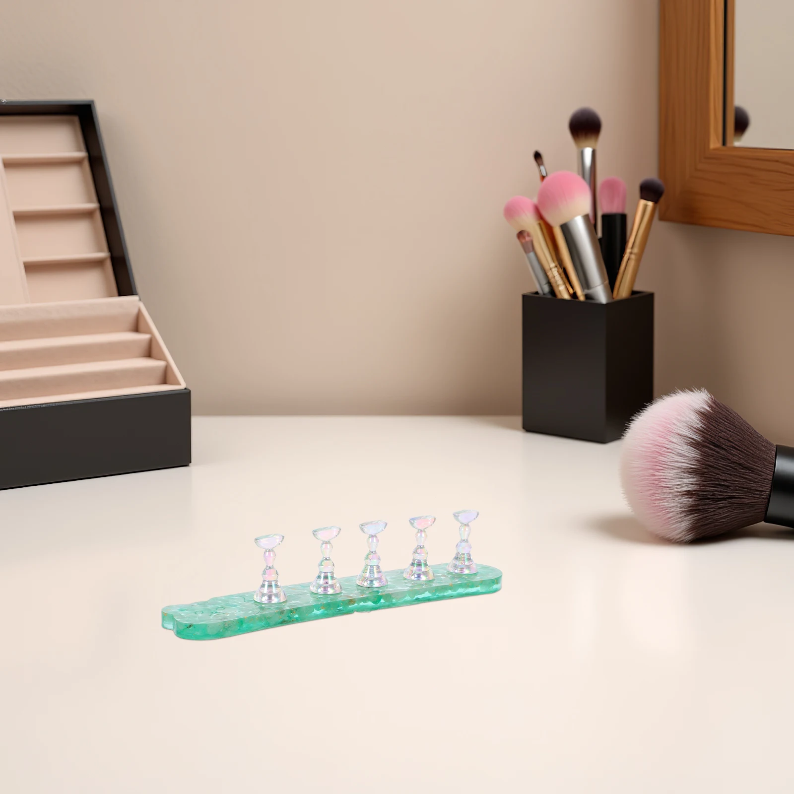 

1Set Manicure Practice Stand Holder Light Green Realistic Touch Feel Compatible with Various Tools for Nail Painting Press on