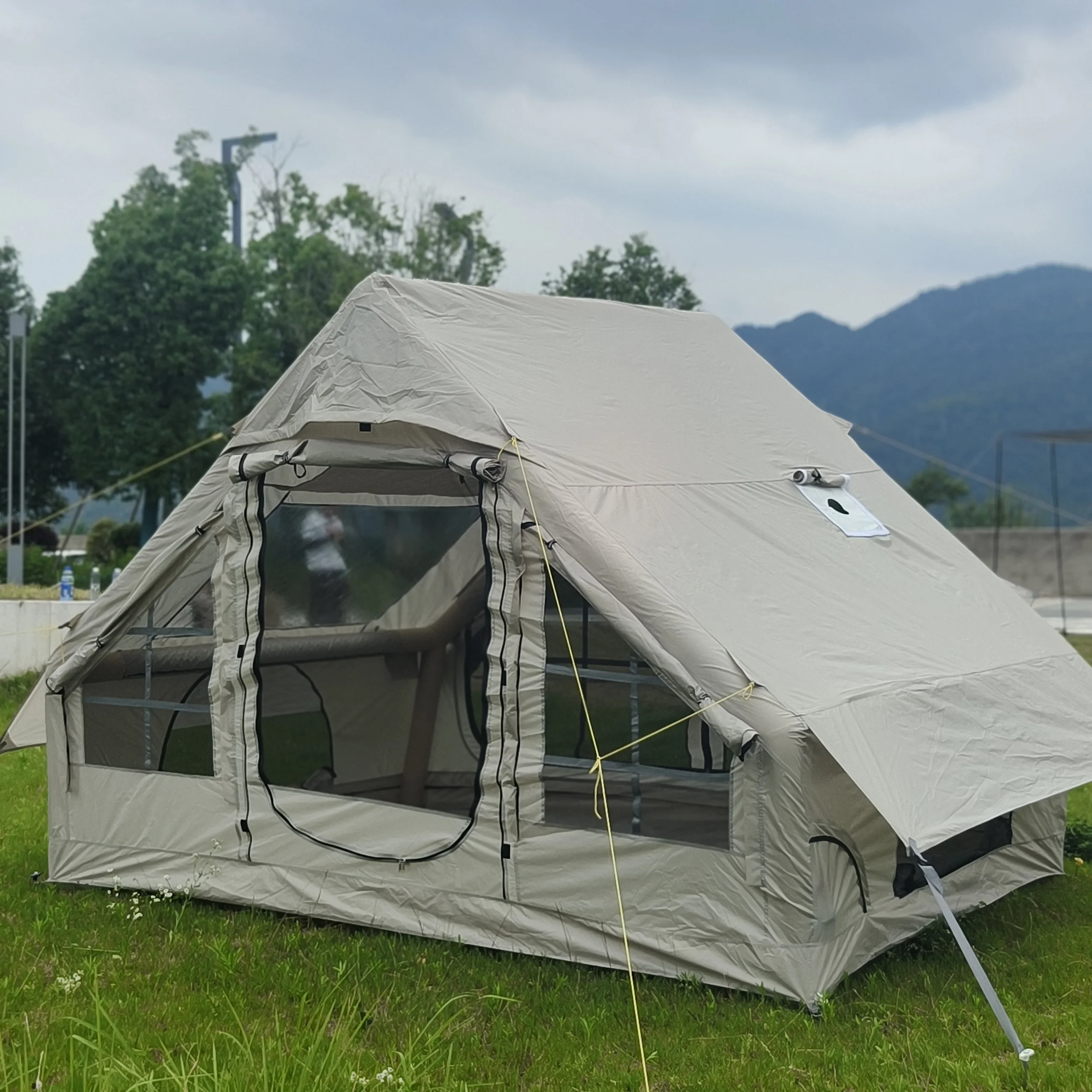 Inflatable Camping Tent, Glamping Blow up Tent with Hand Pump for All-Season Suit for Family, Friend, Camp, Outdoor Gathering