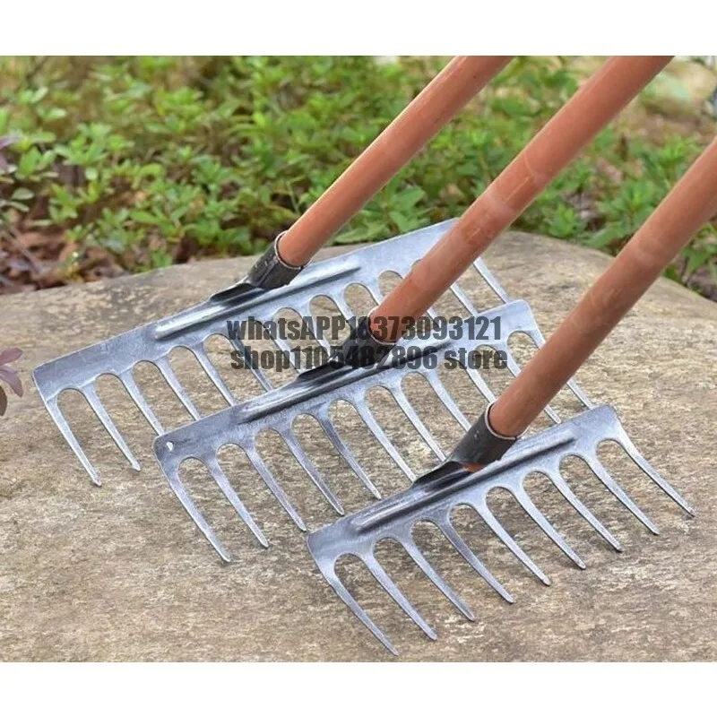 Multi-toothed iron rake, nine-foot iron grate, weeding, garden tools, turning soil and loosening hoe