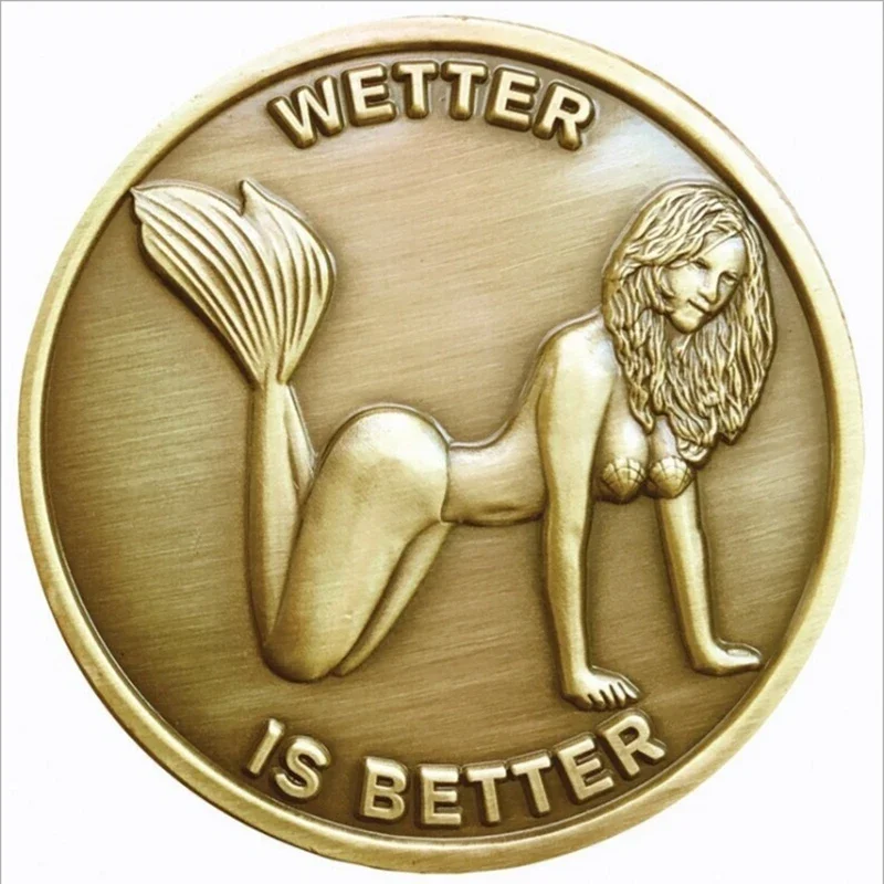 1PCS Sexy Woman Coin Mermaid Coins Lucky Lady Commemorative Coin Goddess of the Sun and Moon