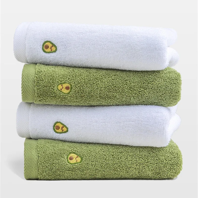 34x75cm 100% Cotton Thicken Avocado Fruits Embroidered Adult Hand Towel Soft Absorbent Bathroom Washcloth