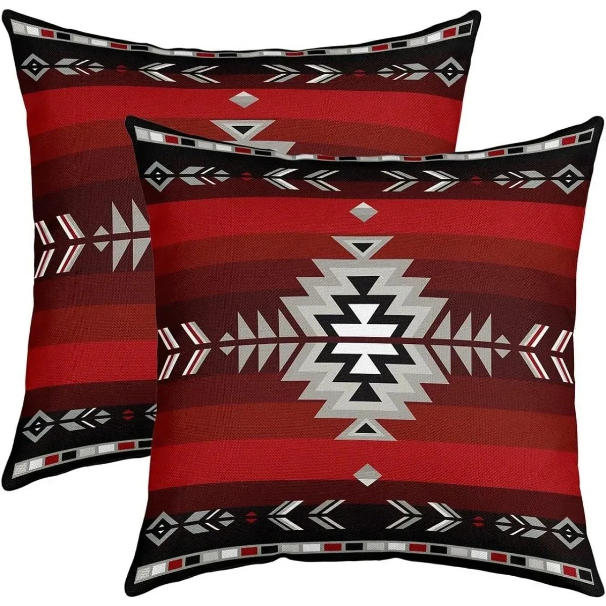 Geometric Reversible Throw Pillow Covers for Kids Tribal Pillow Covers Home Decor Red Grey 45x45cm 18x18Inch  40x40cm 16x16Inch