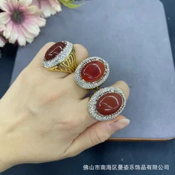 Natural high-quality A goods agate live ring natural stone French high-end vintage niche jewelry wholesale