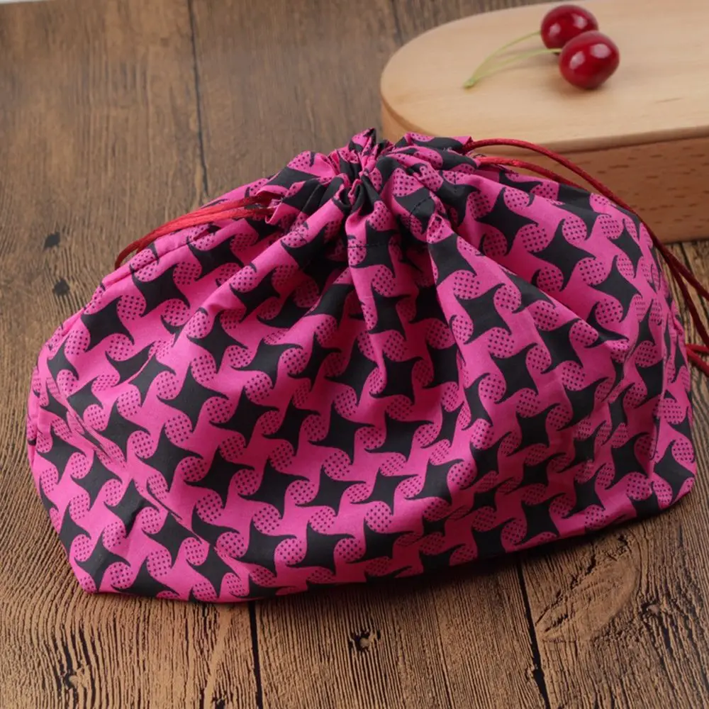 Bolsas de Picnic Unisex, bolsa de mano geométrica de lino y algodón para comida, bolsa de almuerzo con cordón, fiambrera de estilo japonés