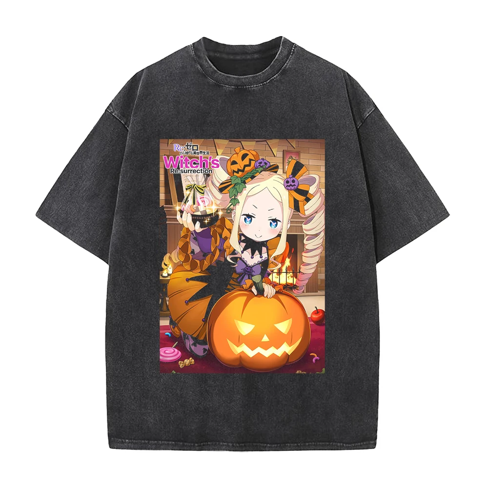 Anime Re ZERO Beatrice Kawaii Graphic T Shirt Men Women Short Sleeve Loose Oversized Tshirt Washed Cotton Tee Harajuku T-shirt