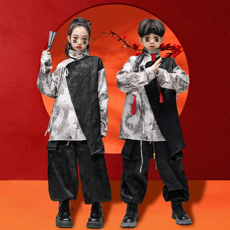 Jazz Dance Outfits Childrens Street Kpop Hip Hop Dancing Performance Stage Show Set Boys Costume Suit Pants For Boys Girls Dance