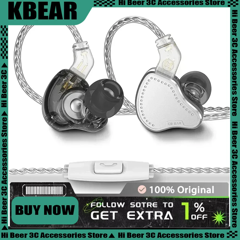 KBEAR PECKER Проводные Hi-Fi металлические наушники-вкладыши 2BA + 1DD Драйвер IEM Сменные OFC 2-контактные съемные наушники Бас Музыкальные подарки