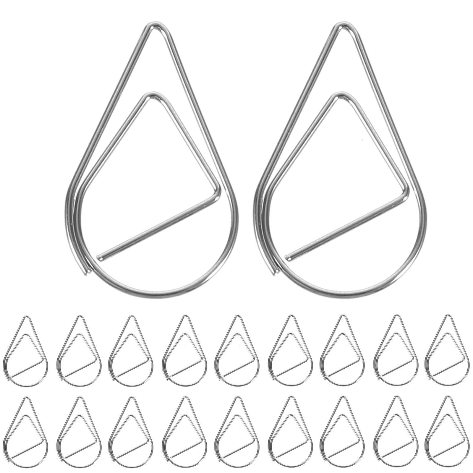50pcs 모델링 종이 클립 금속 소재 워터 드롭 모양 골든 실버 블랙 컬러 북마크 메모 클립 오피스 문구