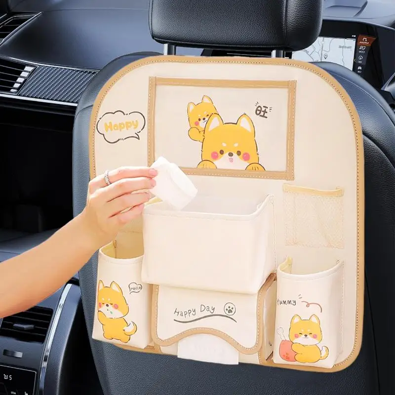 Backseat Car Organizer Puppy Penguin Cute Backseat Organizer Car Storage Organizer With Multiple Pockets For Water Bottles