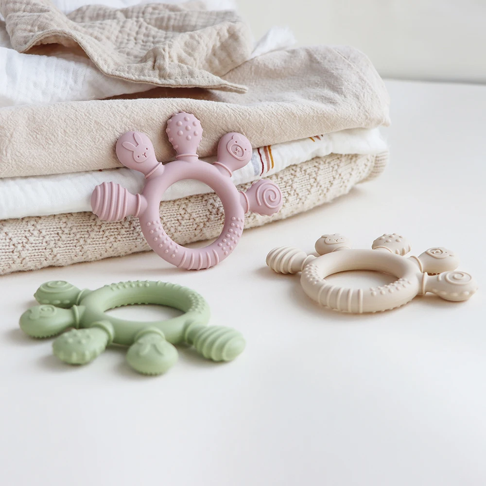 Erduo Silikon-Baby-Beißring, Angstzustände, Zahnspielzeug, 0–12 Monate, Kauperlen, sensorischer Zahnfleischentlastung, Schnuller – Detail 13