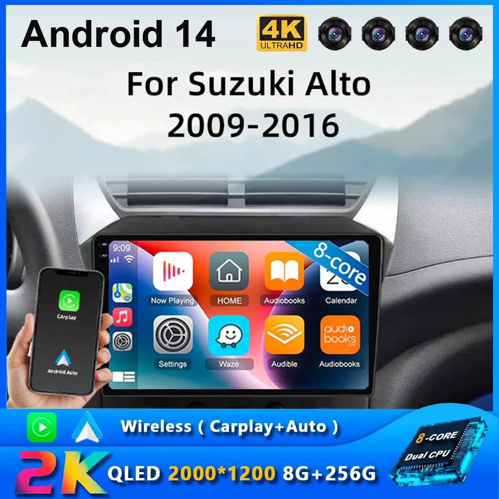 

Автомобильное радио Android 14 Carplay для Suzuki Alto 2009 2010 2011 2012 2013-2016 навигация GPS мультимедийный видеоплеер стерео