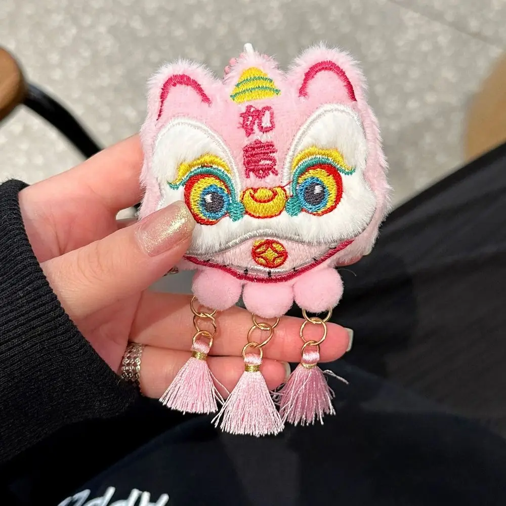 Chinese Style Lion Dance Tassels Pendant Year of Horse Awakened Lion New Year Zodiac Plush Doll Traditional Decorative