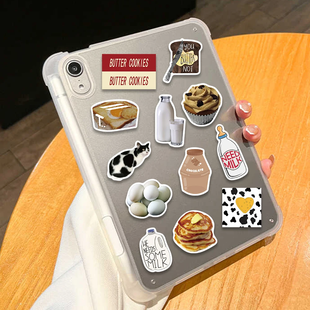 50PCS Cute Cream Butter Sticker INS Retro Style Decals Dessert For Scrapbook Stationery Guitar Laptop Book Kids Graffiti Sticker