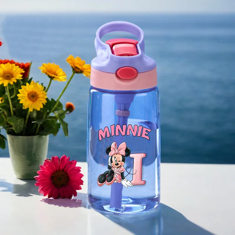 Minnie 500 мл летняя спортивная соломенная стакан для воды, портативная студенческая спортивная чашка для питья, A-Z, милые чашки с ремешком, дорожные принадлежности