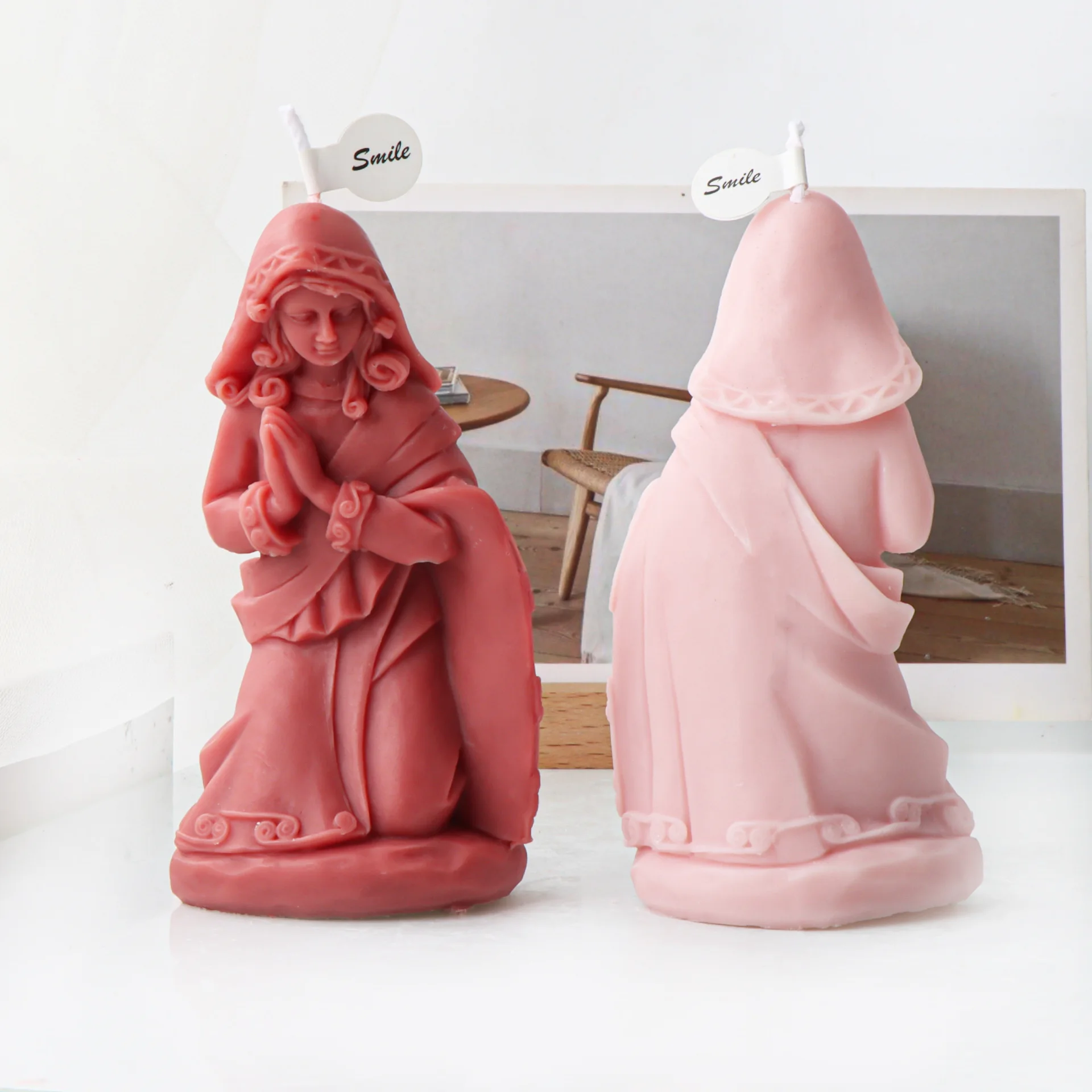 

The Virgin Mary Goddess Silicone Mold Gypsum form DIY Handmade Plaster Candle Ornaments Handicraft Mold Hand Gift Making Kitchen